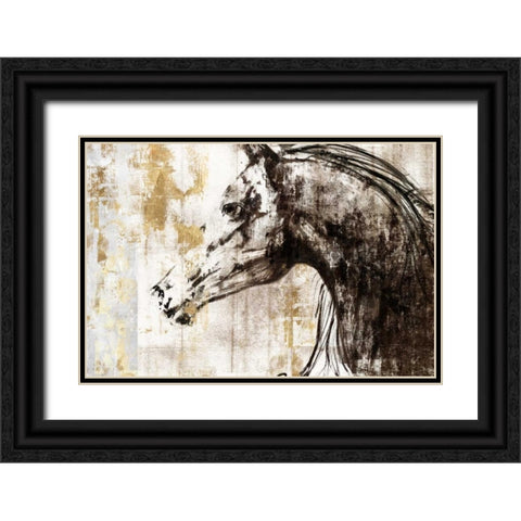 Equestrian Gold IV Black Ornate Wood Framed Art Print with Double Matting by PI Galerie