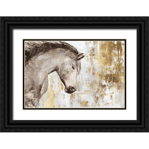 Equestrian Gold V Black Ornate Wood Framed Art Print with Double Matting by PI Galerie