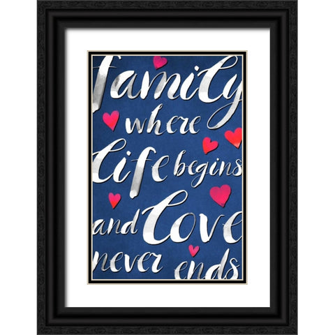 Family Love I Black Ornate Wood Framed Art Print with Double Matting by PI Galerie