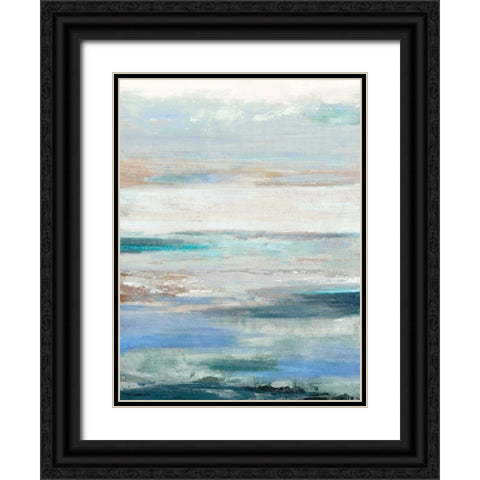 Waves Black Ornate Wood Framed Art Print with Double Matting by PI Galerie
