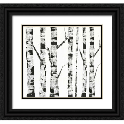 White Birch Black Ornate Wood Framed Art Print with Double Matting by PI Galerie
