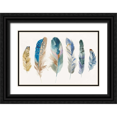 Feather Weather I Black Ornate Wood Framed Art Print with Double Matting by PI Galerie