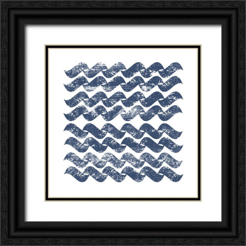 Chevron Waves Black Ornate Wood Framed Art Print with Double Matting by PI Studio