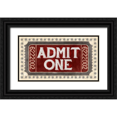 Admit One Black Ornate Wood Framed Art Print with Double Matting by PI Studio