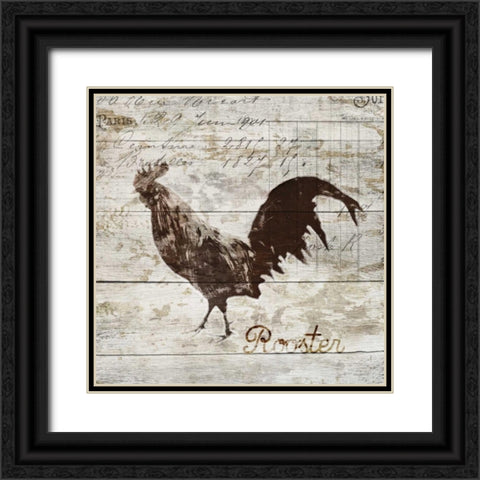 Rooster Black Ornate Wood Framed Art Print with Double Matting by PI Studio