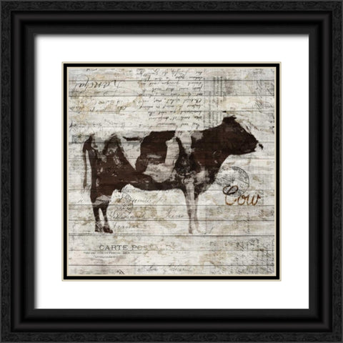 Cow Black Ornate Wood Framed Art Print with Double Matting by PI Studio