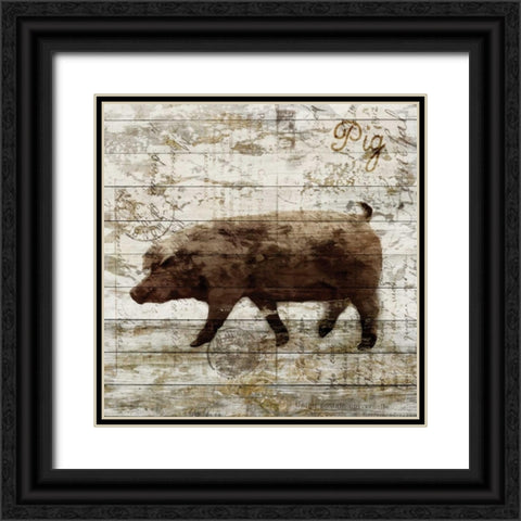 Pig Black Ornate Wood Framed Art Print with Double Matting by PI Studio