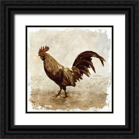 Rooster white border Black Ornate Wood Framed Art Print with Double Matting by PI Studio