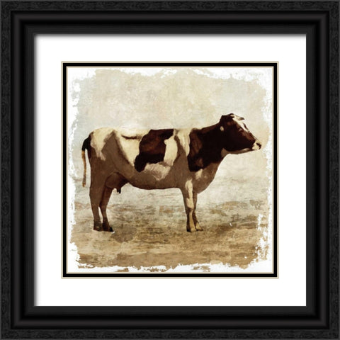 Cow white border Black Ornate Wood Framed Art Print with Double Matting by PI Studio