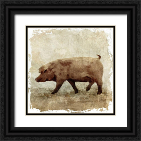 Pig white border Black Ornate Wood Framed Art Print with Double Matting by PI Studio