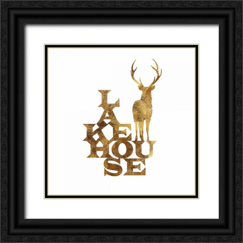 Lakehouse Stag Su Black Ornate Wood Framed Art Print with Double Matting by PI Studio