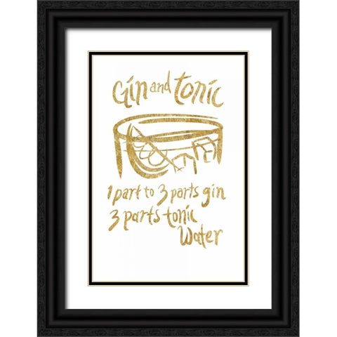 Gin and Tonic gold Black Ornate Wood Framed Art Print with Double Matting by PI Studio