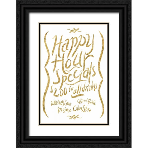 Happy Hour 2 gold Black Ornate Wood Framed Art Print with Double Matting by PI Studio