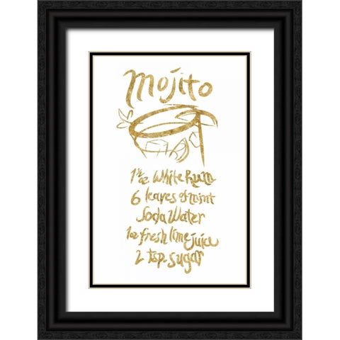 Mojito Gold Black Ornate Wood Framed Art Print with Double Matting by PI Studio