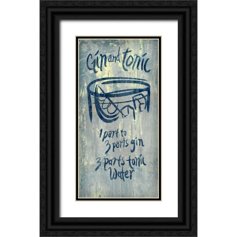 Gin and Tonic Blue Black Ornate Wood Framed Art Print with Double Matting by PI Studio