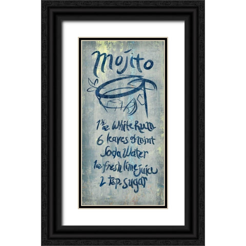 Mojito Blue Black Ornate Wood Framed Art Print with Double Matting by PI Studio