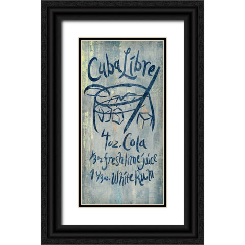 Cuba Libre Blue Black Ornate Wood Framed Art Print with Double Matting by PI Studio