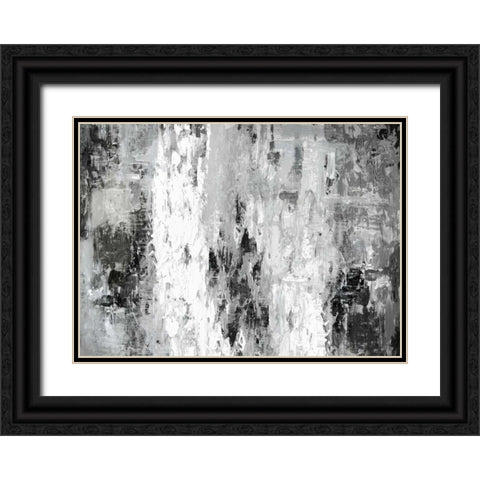 Black and White Abstract IV Black Ornate Wood Framed Art Print with Double Matting by PI Studio