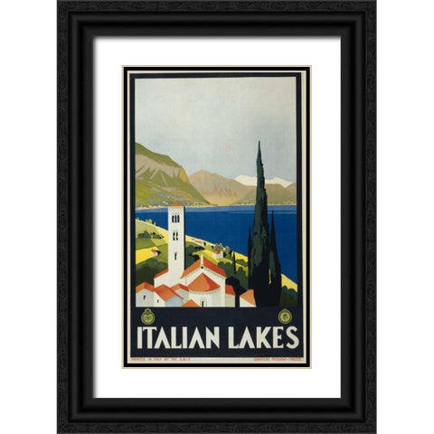 Italian Lakes Black Ornate Wood Framed Art Print with Double Matting by PI Collection