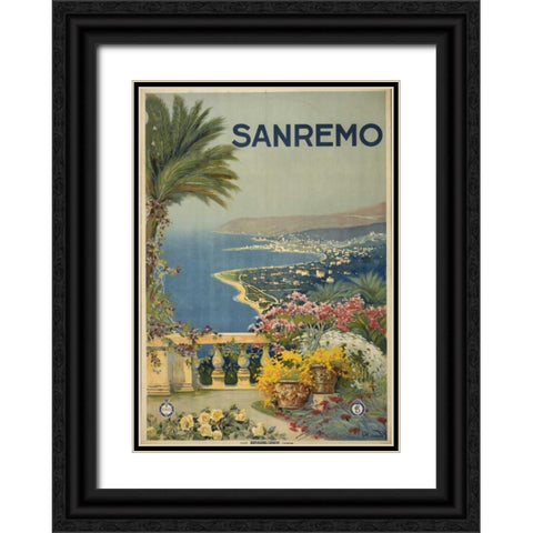 San Remo Black Ornate Wood Framed Art Print with Double Matting by PI Collection