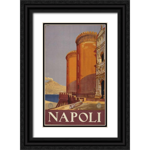 Napoli Black Ornate Wood Framed Art Print with Double Matting by PI Collection