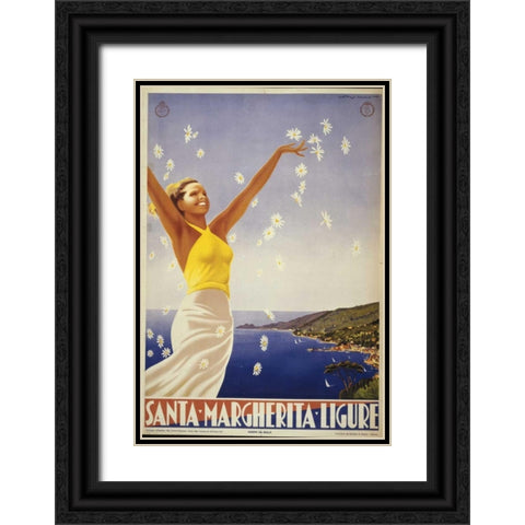Santa Margherita Black Ornate Wood Framed Art Print with Double Matting by PI Collection
