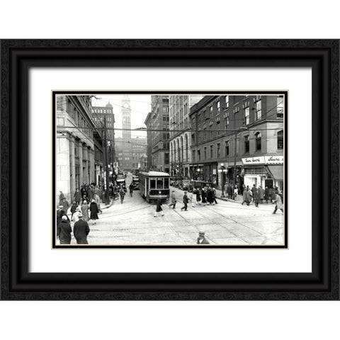Bay Trolley Black Ornate Wood Framed Art Print with Double Matting by PI Collection
