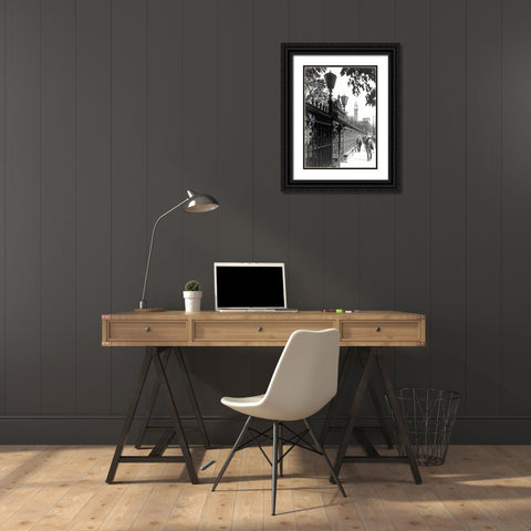 Walking Black Ornate Wood Framed Art Print with Double Matting by PI Collection