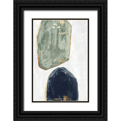 Stones I Blue Version Black Ornate Wood Framed Art Print with Double Matting by Reeves, Tom