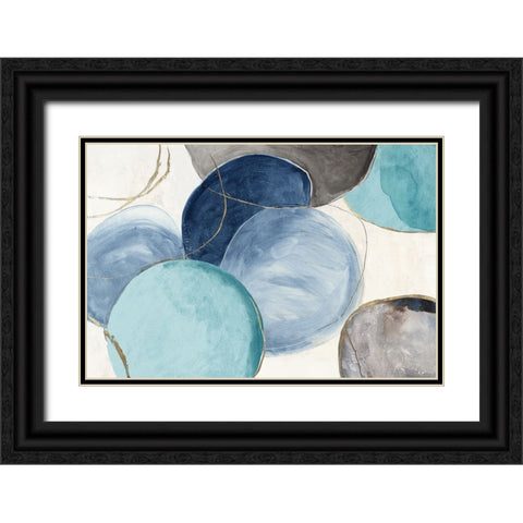 Blue Geo Blob Black Ornate Wood Framed Art Print with Double Matting by Reeves, Tom