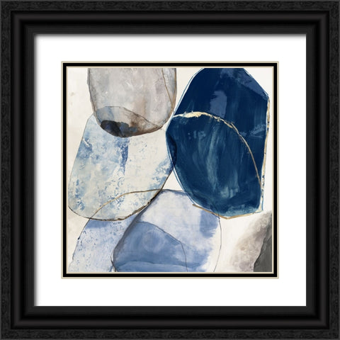Overlapping Blue Shapes I Black Ornate Wood Framed Art Print with Double Matting by Reeves, Tom