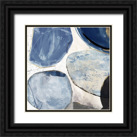 Overlapping Blue Shapes II Black Ornate Wood Framed Art Print with Double Matting by Reeves, Tom