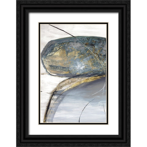 Teal Stones I Black Ornate Wood Framed Art Print with Double Matting by Reeves, Tom