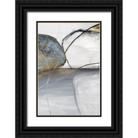 Teal Stones II Black Ornate Wood Framed Art Print with Double Matting by Reeves, Tom