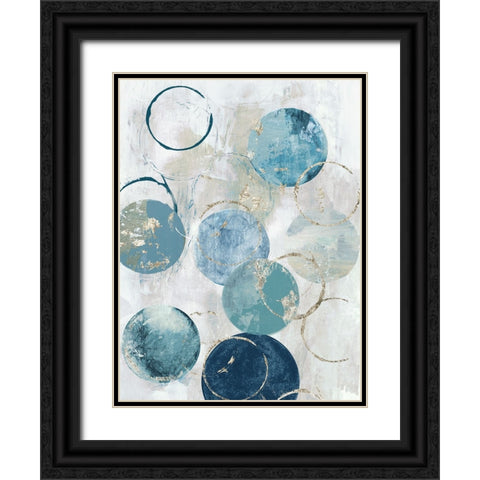 Blue Circles I Black Ornate Wood Framed Art Print with Double Matting by Reeves, Tom