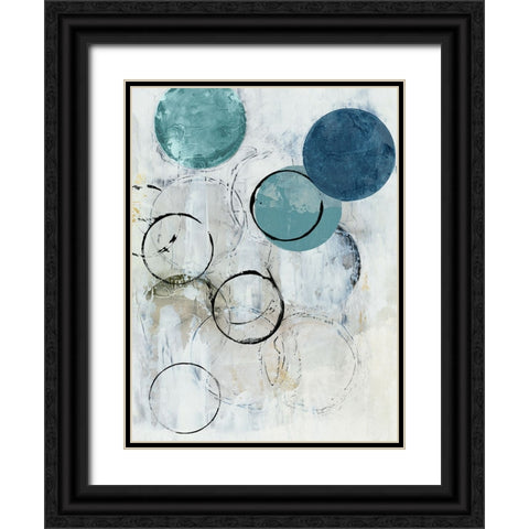 Blue Circles II Black Ornate Wood Framed Art Print with Double Matting by Reeves, Tom