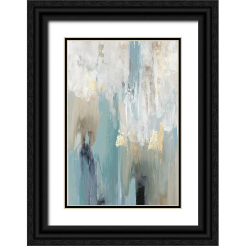 Teal Cascade Black Ornate Wood Framed Art Print with Double Matting by Reeves, Tom