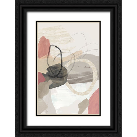 Modern Coral Abstract Black Ornate Wood Framed Art Print with Double Matting by Reeves, Tom