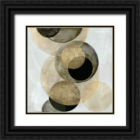 Gold Circles I Black Ornate Wood Framed Art Print with Double Matting by Reeves, Tom