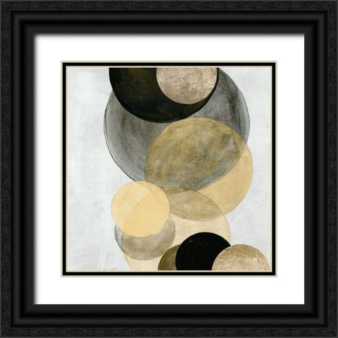 Gold Circles II Black Ornate Wood Framed Art Print with Double Matting by Reeves, Tom