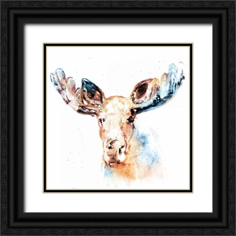 Watercolour Moose Black Ornate Wood Framed Art Print with Double Matting by Selkirk, Edward