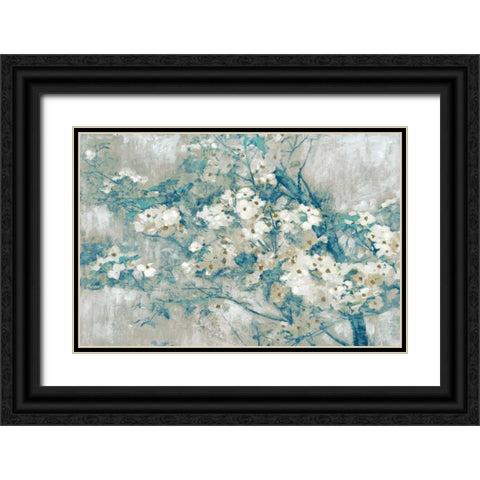 Dogwood Blooms Black Ornate Wood Framed Art Print with Double Matting by Selkirk, Edward