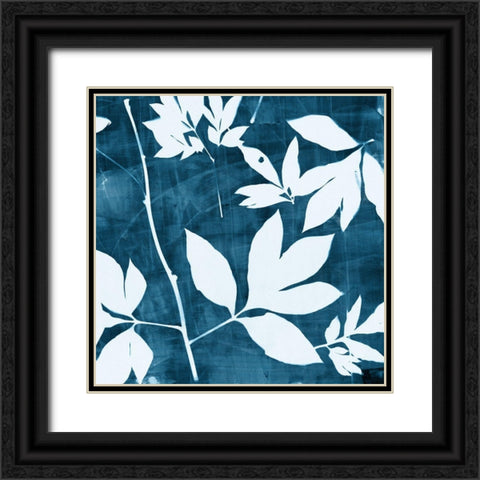 Indigo Leaf I Black Ornate Wood Framed Art Print with Double Matting by Theodosiou, Matina