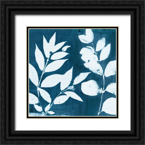 Indigo Leaf II  Black Ornate Wood Framed Art Print with Double Matting by Theodosiou, Matina