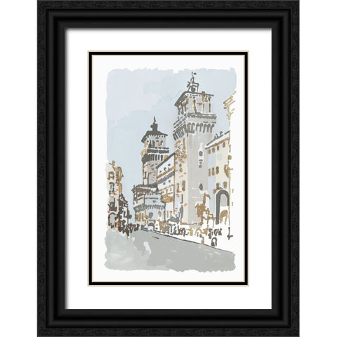 Via Roma Black Ornate Wood Framed Art Print with Double Matting by Stellar Design Studio