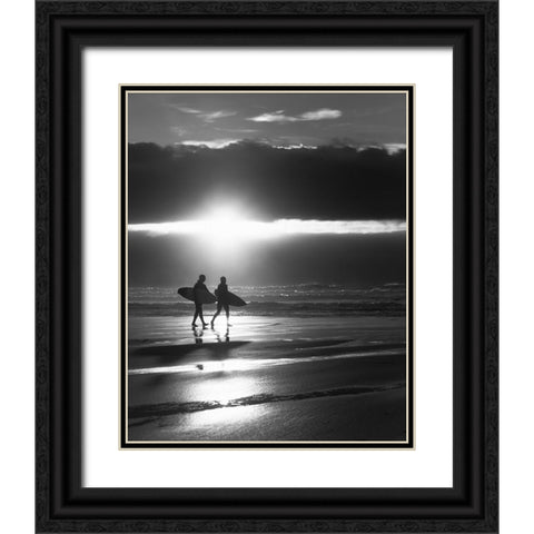Lets Surf Until the Sun Goes Down  Black Ornate Wood Framed Art Print with Double Matting by Paul, Martin