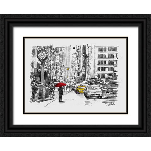 One Day of the City Black Ornate Wood Framed Art Print with Double Matting by Jover, Loui