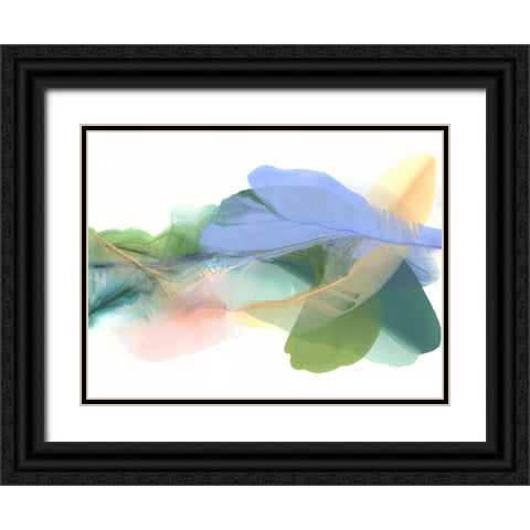 Green Feathers Black Ornate Wood Framed Art Print with Double Matting by McFarland, Vicki