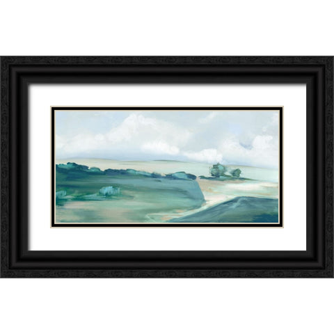 Calming Green Black Ornate Wood Framed Art Print with Double Matting by Mavis, Luna