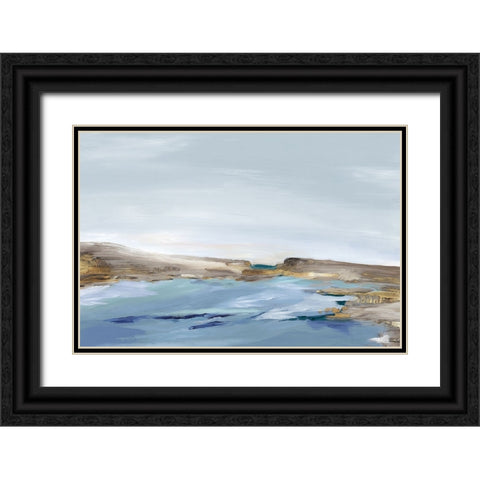 Blue Coastal View Black Ornate Wood Framed Art Print with Double Matting by Mavis, Luna